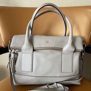 Kate Spade Southport Avenue Carmen Convertible Leather Satchel Taupe Gray